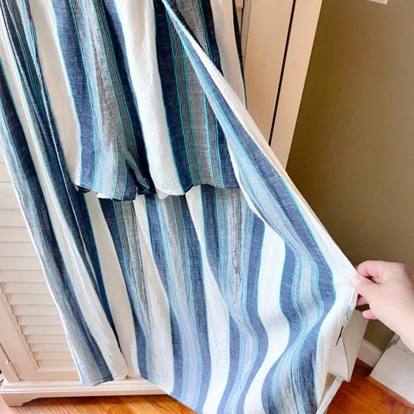 Crystal Sky Medium Blue & White Striped Romper - Picture 7 of 14